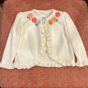🐚Toddler Girls Off White Cardigan with Scalloped Trim 🐚